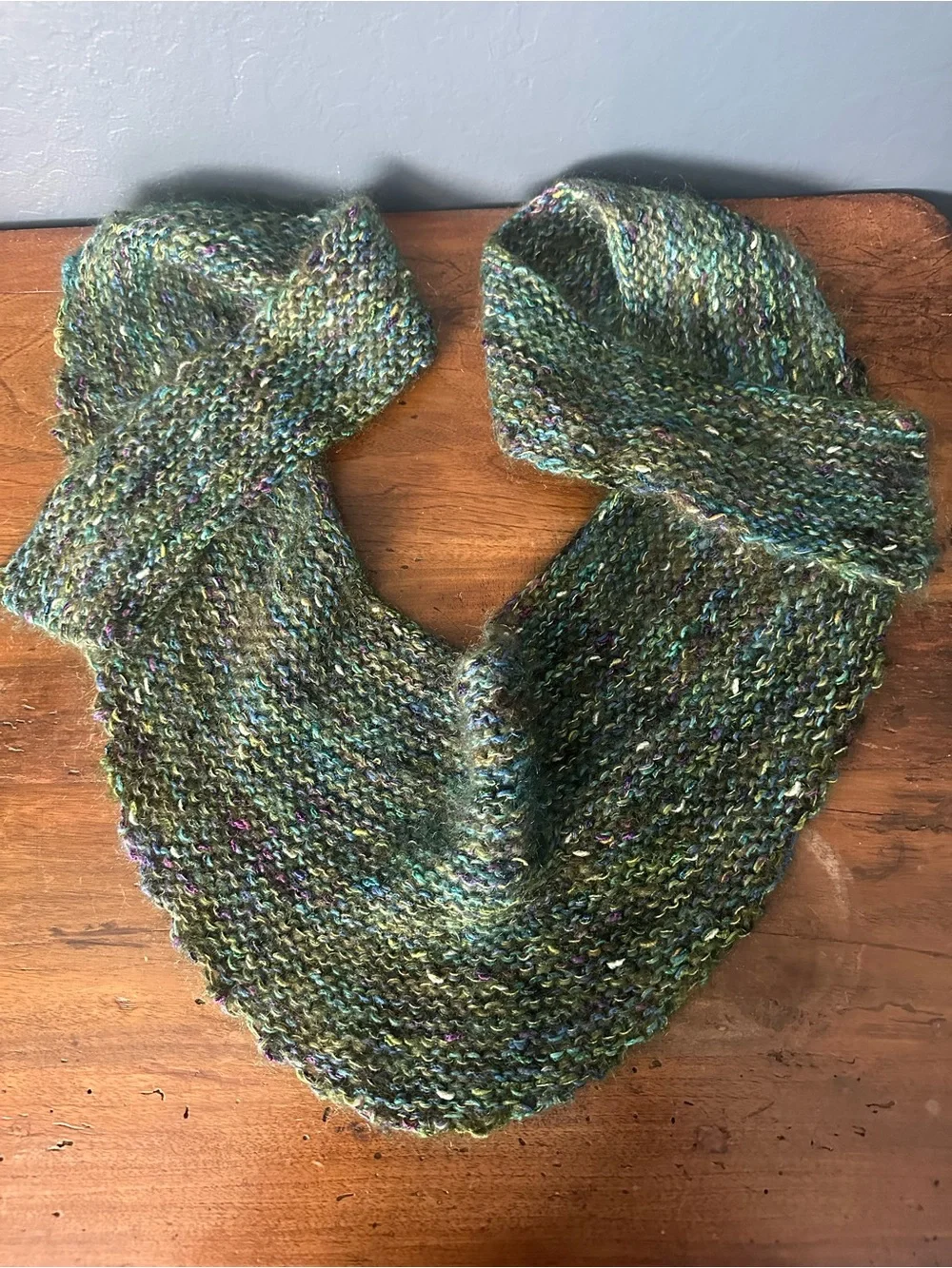 Handcrafted cashmere Green Multi-Tone Knit Wrap Scarf - Women Accessories